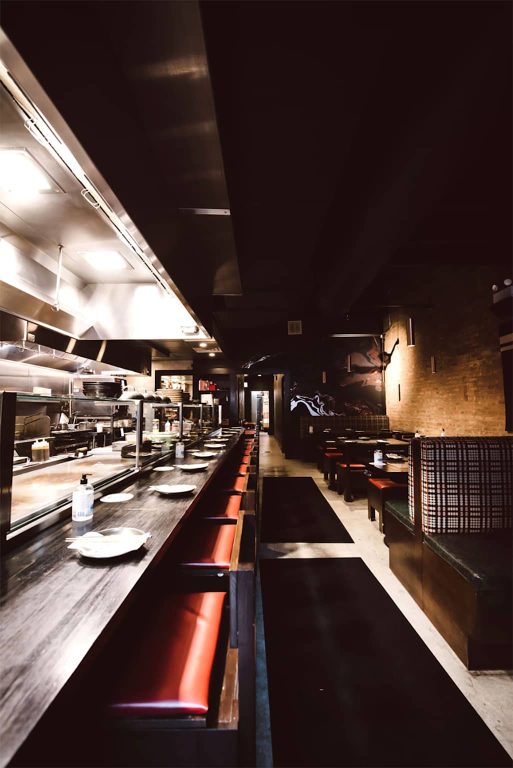 Dark moody restaurant kitchen atmosphere